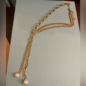 WHBM Gold Necklace with Pearl Embellishments